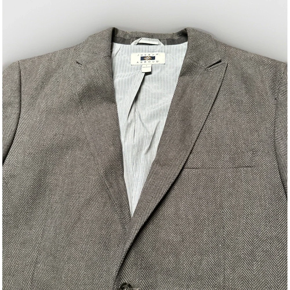 Joseph Abboud Blazer‎ Men's Large Linen Blend Denim  Herringbone Sport Coat
